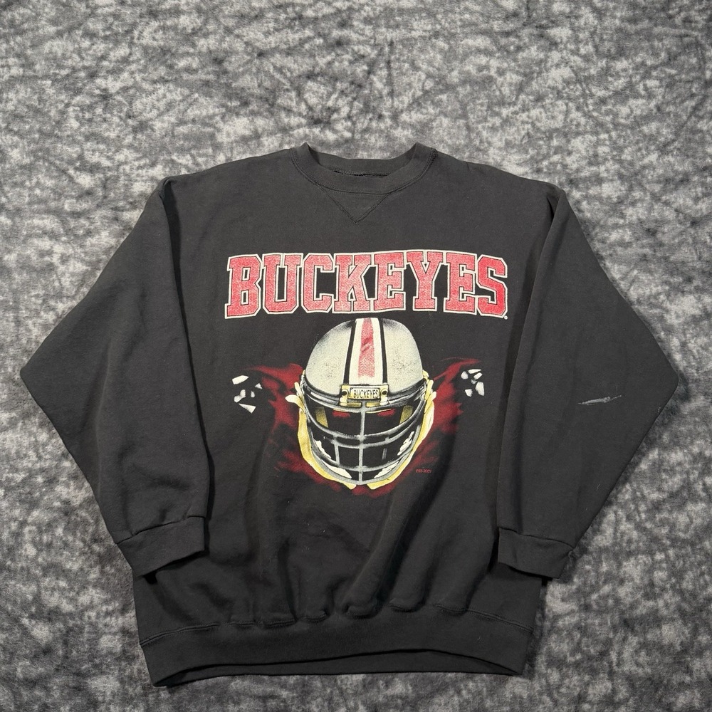 Vintage Ohio Buckeyes Sweatshirt Crewneck Mens XL Big Helmet Flames 90s USA TSI